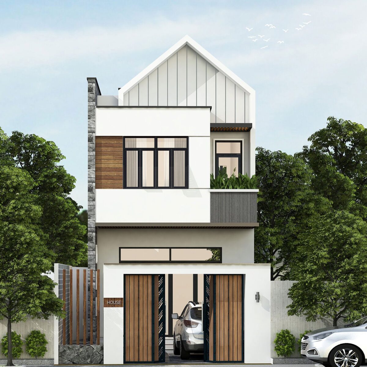 Thiết kế nhà phố đẹp mái thái